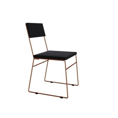 Kit 6 Cadeiras Málaga Veludo Preto Base Cobre Para Mesa Sala Cozinha - Cobre-preto