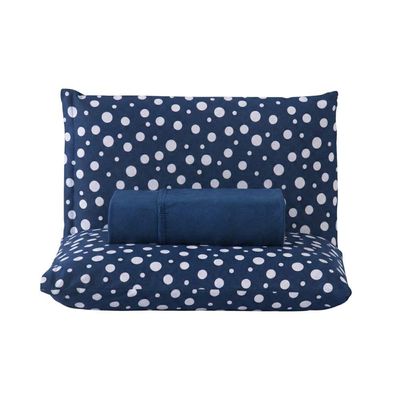 Jogo De Lençol Polly King 3 Peças Malha 100% Algodão Estampado Bolinhas - Azul Marinho
