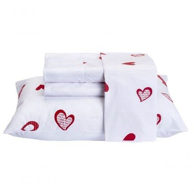 Jogo De Cama Desire Casal Queen 4 Peças Percal 200 Fios 100% Algodão - Estampa Love