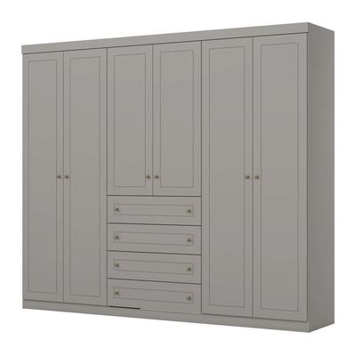 Guarda Roupa Casal 6 Portas 4 Gavetas Amy Casa 812 Cinza