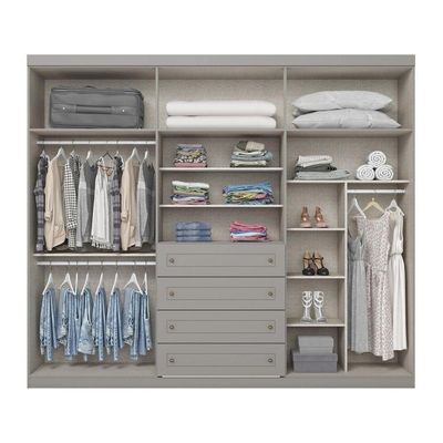 Guarda Roupa Casal 6 Portas 4 Gavetas Amy Casa 812 Cinza