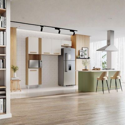 Cozinha Compacta 5 Portas Juma 210 Cm Atacama Off White Armoveis Atacama Off White