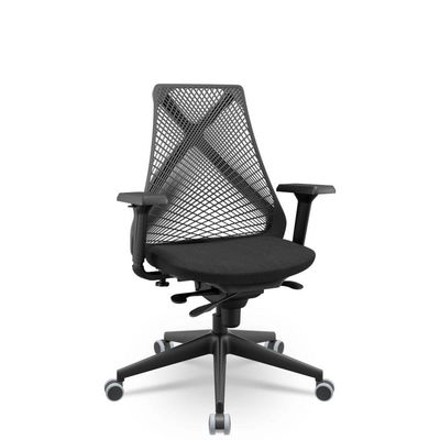 Cadeira Escritório Bix X+ Presidente Slider Pu Poliéster Preto Plaxmetal