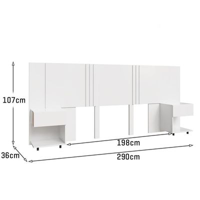 Cabeceira Casal Para Cama Queen / King Com 2 Mesas Branco Sleep Movelove Branco