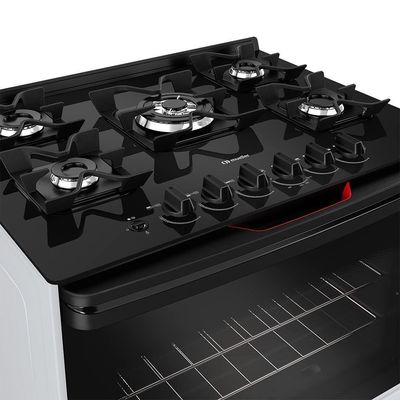 Fogão Mueller 5 Bocas Branco Com Mesa De Vidro E Tripla Chama MFV5BF
