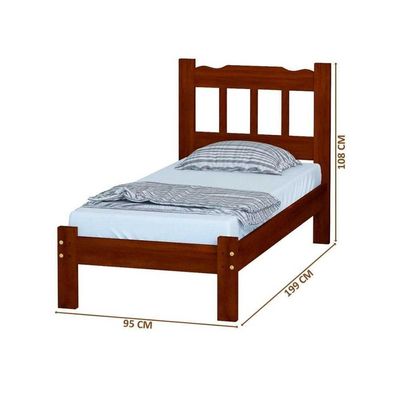 Cama Com Colchão Solteiro Madeira Maciça Reforçada