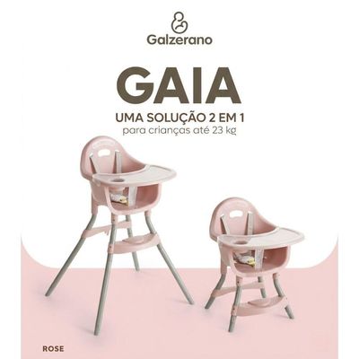 Cadeira De Alimentação Galzerano Gaia 2 Em 1 Alta E Baixa Até 23kg Rosé
