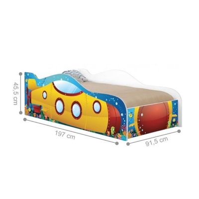 Cama Submarino Amarelo Kids Solteiro Com Colchão