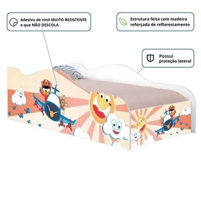 Cama Carro Fun Adesivada Patrulha Ursinhos Solteiro