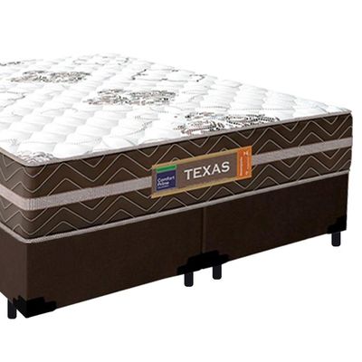 Cama Box Casal Bipartido Suede + Colchão Molas Ensacadas Texas Prime Colchões 138cm - Suporta Até 120kg Por Pessoa