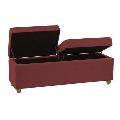 Canto Alemão Recamier Bau + Painel Madri 120cm Suede Bordo - Inova Decor
