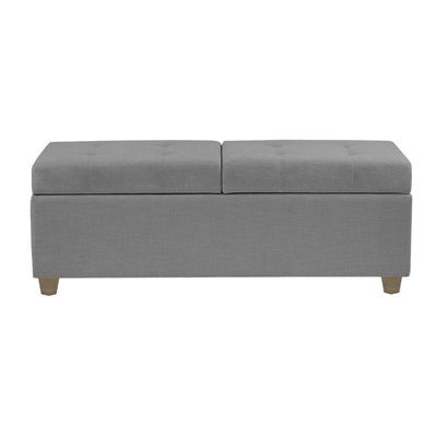 Canto Alemão Recamier Bau + Painel Madri 120cm Linho Cinza - Inova Decor