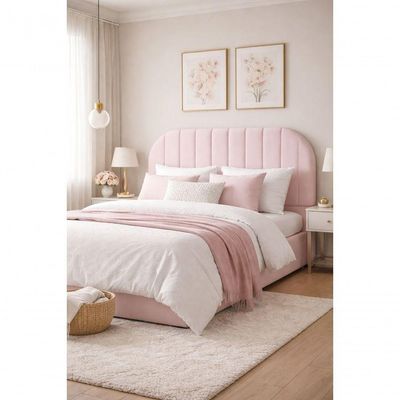 Cabeceira De Cama Box Moderna Estilo Orgânica Queen 160 Cm Veludo Rosa Do Lar Móveis E Decoração