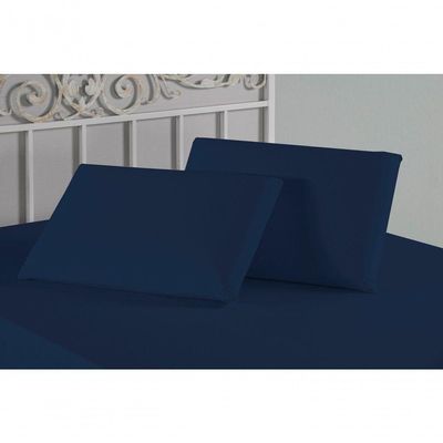 Kit Fronhas Nobre 2 Peças 50cm X 70cm Malha 100% Algodão - Azul-marinho