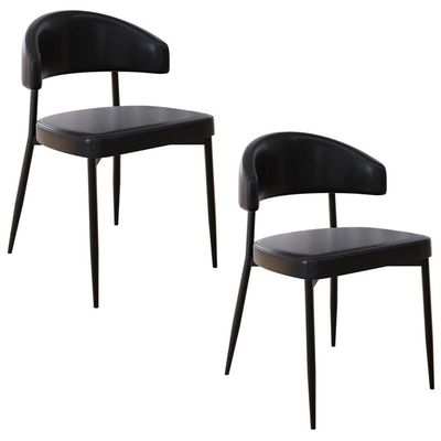 Cadeira De Jantar Estofada Kit 2 Chloe M25 Sintético Preto - Mpozenato