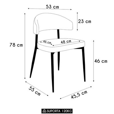 Cadeira De Jantar Estofada Kit 2 Chloe M25 Sintético Preto - Mpozenato