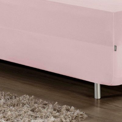 Jogo De Cama Solteiro Nobre 2 Peças Luva De Box 55cm De Altura Malha 100% Algodão - Rosa