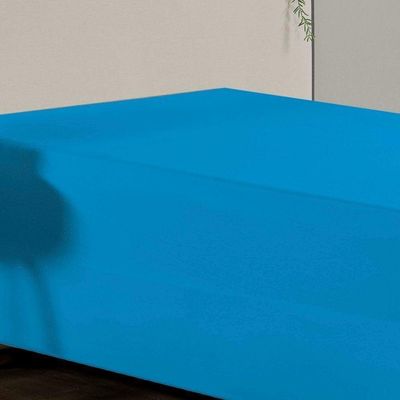 Jogo De Cama Solteiro Nobre 2 Peças Luva De Box 55cm De Altura Malha 100% Algodão - Turquesa