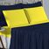 Jogo De Cama Casal Viúva Nobre 4 Peças Malha 100% Algodão - Azul-marinho / Amarelo