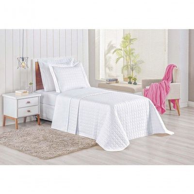 Cobre Leito Montreal Solteiro Percal 150 Fios 2 Peças 100% Algodão - Branco