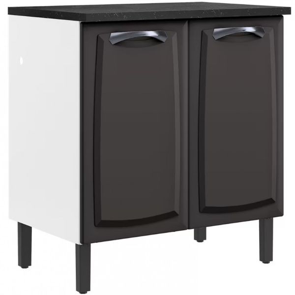 Balcão Duplo Itatiaia New Premium com 2 Portas e 2 Prateleiras - 80cm de largura Branco com Grafite