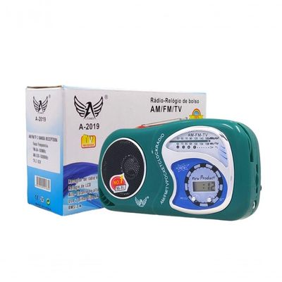 Rádio Portátil Retro Fm/am Com Relógio Digital