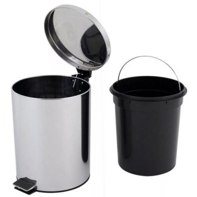 Lixeira Inox 12l Com Pedal E Tampa Cesto De Lixo Para Cozinha E Banheiro