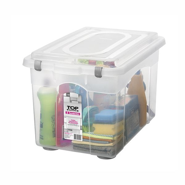 Caixa Organizadora Sanremo Top Stock em Plástico Cristal 56L