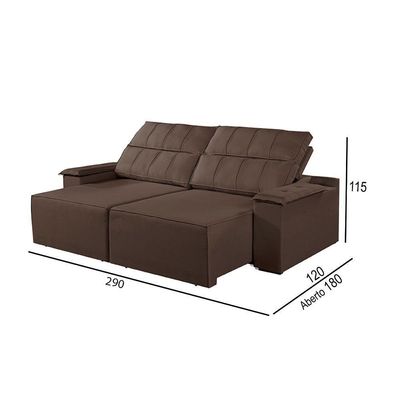 Sofá 5 Lugares Retrátil E Reclinável Martins M-182 Veludo Marrom