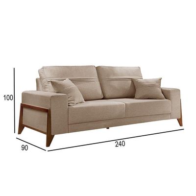 Sofá 4 Lugares Living M-130 Veludo Martins Bege
