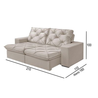 Sofá 2 Lugares Retrátil E Reclinável Martins M-176 Veludo Creme