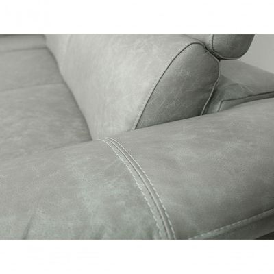 Sofá De Couro Hannover 3 Lugares Com Chaise Direita - Soft Gray