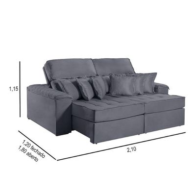 Sofa Martins M-188 02 Md.80 Com Almofadas V-211 Grafite