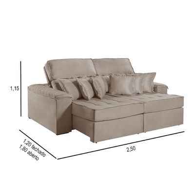 Sofa Martins M-188 02 Md.1.00 Com Almofadas - V-211 Bege