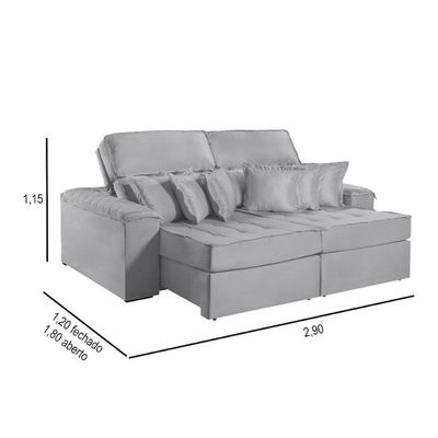 Sofa Martins M-188 02 Md.1,20 Com Almofadas - V-211 Cinza