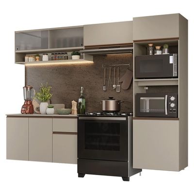 Armário De Cozinha Completa 260 Cm Suspenso Nice Madesa 11 Crema