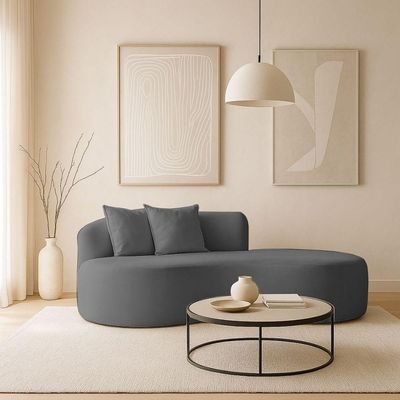Sofá Feijão De Canto Curvado Elegante 2 Lugares Bouclé Cor:bouclé Cinza Chumbo
