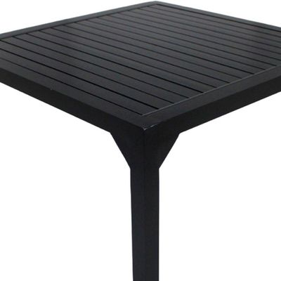 Mesa Quadrada Haiti 100cm Tampo Ripado Em Alumínio Trama Preto