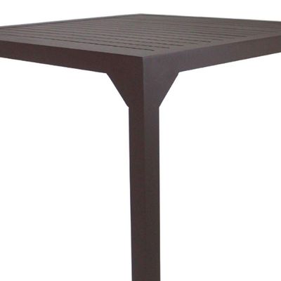 Mesa Quadrada Haiti 100cm Tampo Ripado Em Alumínio Trama Marrom