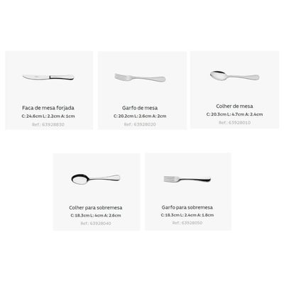 Faqueiro Tramontina Classic Em Aço Inox Facas De Mesa Forjadas Acabamento Brilho 30 Peças