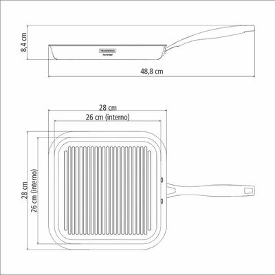 Bistequeira Frigideira Tramontina Grano Aço Inox Revestimento Int. Antiaderente 1,9l 28cm 62159287