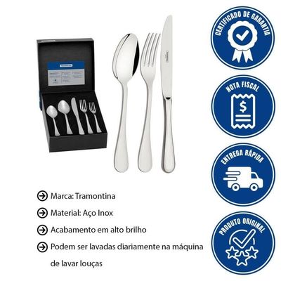 Faqueiro Tramontina Classic Em Aço Inox Facas De Mesa Forjadas Acabamento Brilho 30 Peças