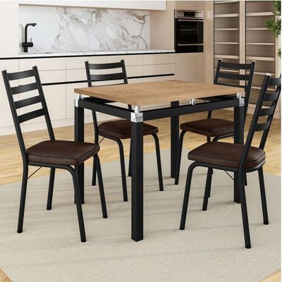 Mesa De Jantar Malva 91 Cm Tampo Retangular Preto Demolição - Artefamol