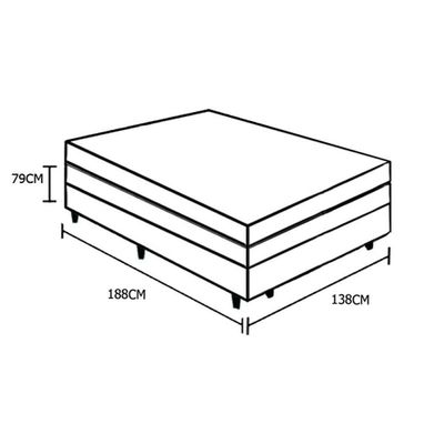 Cama Box Com Baú Casal Tecido Sintético Marrom Com Colchão De Molas Ensacadas - Probel - Evolution 138cm
