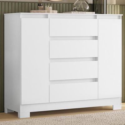 Cômoda Sapateira Atena 2 Portas E 4 Gavetas Quadriflex Branco - Móveis Albatroz