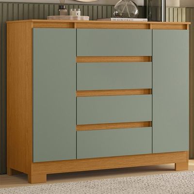 Cômoda Sapateira Atena 2 Portas E 4 Gavetas Cinamomo-sálvia - Móveis Albatroz