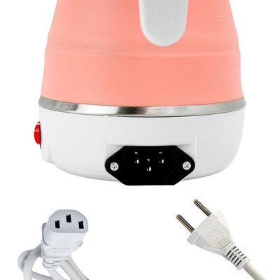 Chaleira Eletrica Dobravel Jarra Bule Silicone 600W 110V 600ml Portatil Rosa