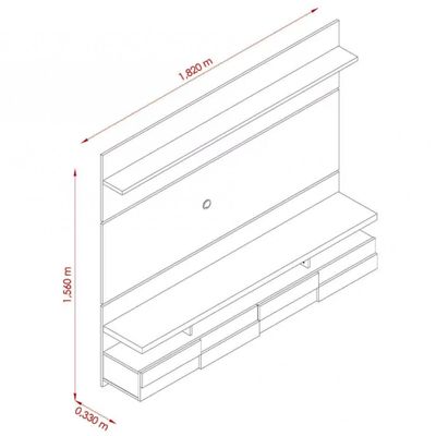 Bancada Suspensa com Painel Madetec Lana com 1,82 cm de Largura, Ideal para TV de Até 60 Naturale com Off White