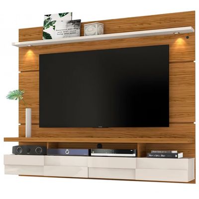 Bancada Suspensa com Painel Madetec Lana com 1,82 cm de Largura, Ideal para TV de Até 60 Naturale com Off White