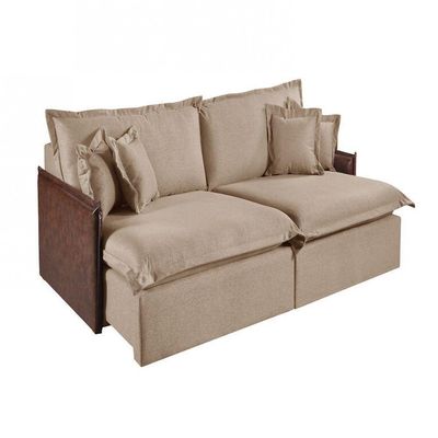 Sofá Martins M-160 2 Mód. 120cm Braço 7cm Estofados Martins Linho Bege Mesclado